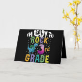 新学期3年生のディーノをつぶす準備ができている カード (黄色い花)