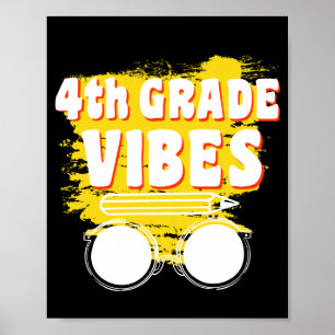 新学期4年生スタイルのTシャツ 初日の子供 ポスター