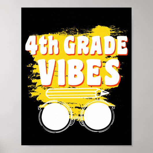 新学期4年生スタイルのTシャツ 初日の子供 ポスター (正面)