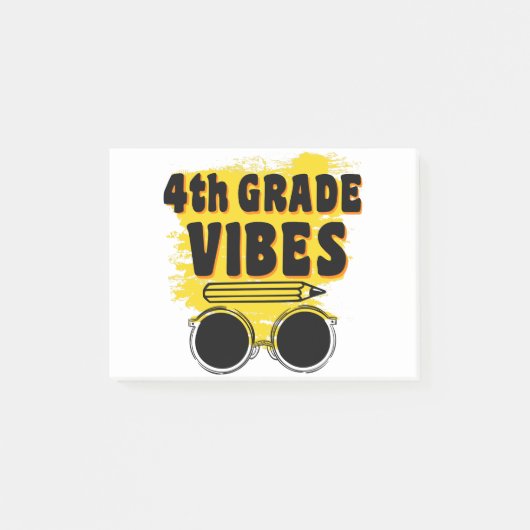 新学期4年生スタイルTシャツ 初日の子供 ポストイット (正面)