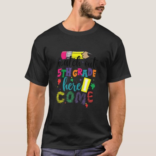 新学期5年生ここで来I Tシャツ (正面)