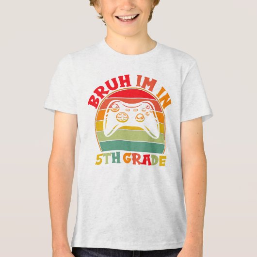 新学期5年生 – Rainbow 子供へ Gaming トライブレンドＴシャツ (正面)
