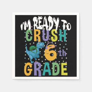 新学期6年生のディノをつぶす準備ができている スタンダードカクテルナプキン