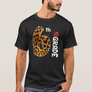 新学期6級レオパード先生スタッド Tシャツ
