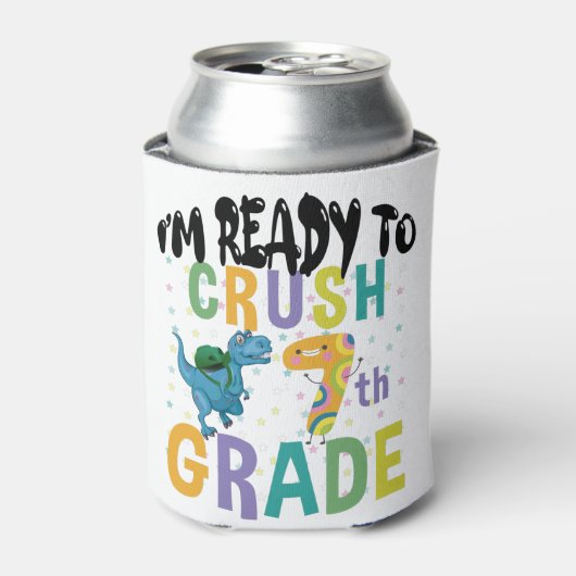 新学期7年生のディノをつぶす準備ができている 缶クーラー (缶正面)