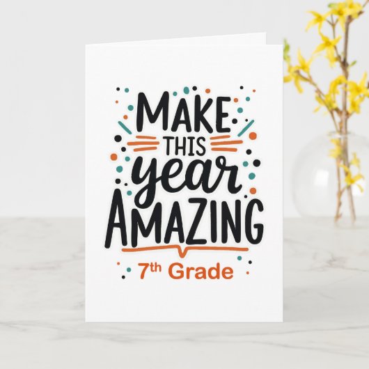 新学期7年生の今年の素晴らしい作り カード (黄色い花)