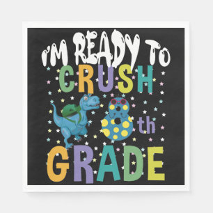 新学期8年生のディノをつぶす準備ができている スタンダードランチョンナプキン