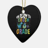 新学期8年生のディノをつぶす準備ができている セラミックオーナメント (左)