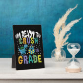 新学期8年生のディノをつぶす準備ができている フォトプラーク (側面)