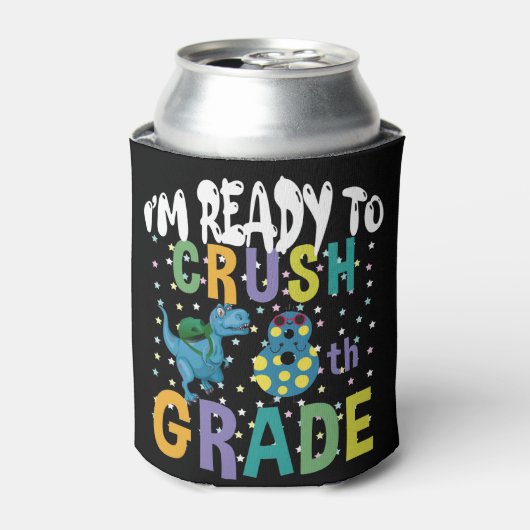 新学期8年生のディノをつぶす準備ができている 缶クーラー (缶正面)