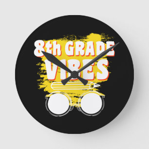 新学期8年生Vibes Shirt First Day Kid ラウンド壁時計