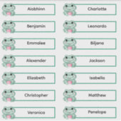 新学期 – かわいいカエル複数の名前のシール シール (正面)