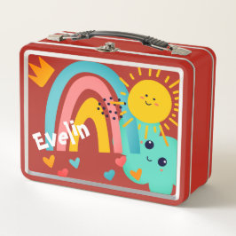 新学期 | かわいいハッピーサニーレインボークラウド メタルランチボックス