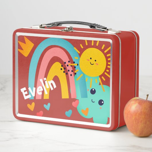 新学期 | かわいいハッピーサニーレインボークラウド メタルランチボックス (インサイチュ)