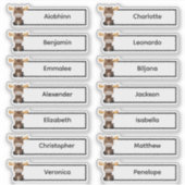 新学期 – かわいいムース複数の名前のシール シール (正面)