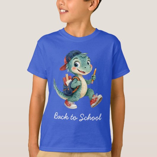 新学期+かわいい恐竜+子供服 Tシャツ (正面)
