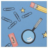 新学期/オフィス用品（青） ファブリック (クローズアップ)