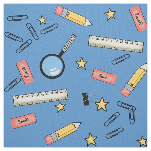 新学期/オフィス用品（青） ファブリック (見本)