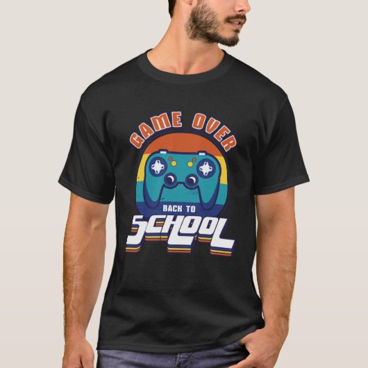 新学期 ゲームオーバー 先生 生徒 ビデオ ゲーム Tシャツ (正面)