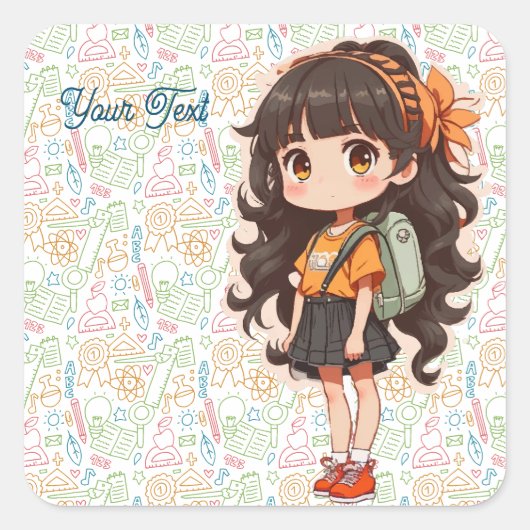 新学期。スクールガール スクエアシール (正面)