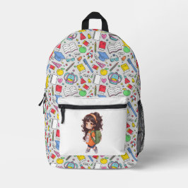 新学期。スクールガール プリントバックパック