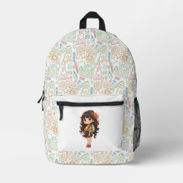 新学期。スクールガール プリントバックパック