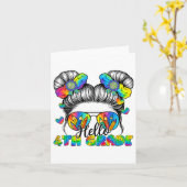 新学期 タイダイ ヘアバンド 4年生 ポニーテール ガール カード (黄色い花)