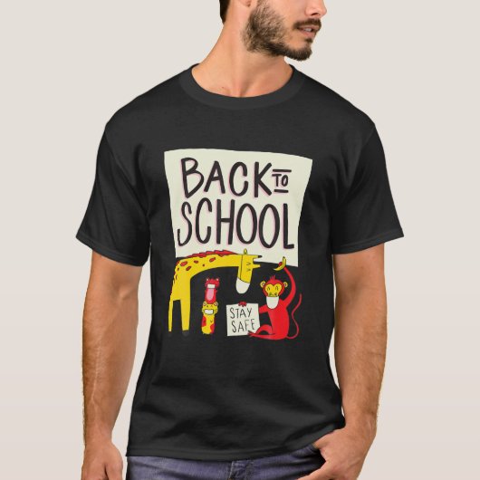 新学期 |マスク付き可愛い動物先生S Tシャツ (正面)