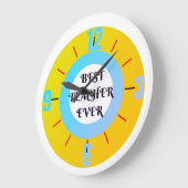 新学期、先生評価、最高の先生 ラージ壁時計 (傾斜)