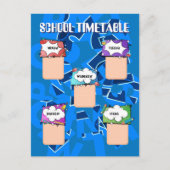 新学期。学校の時刻表 ポストカード (正面)