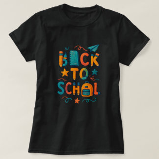 新学期 – 学校用品タイポグラフィデザイン Tシャツ