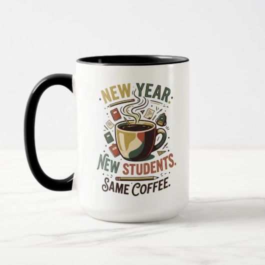 新学期+新しい生徒+同じコーヒー先生マグ マグカップ (左)