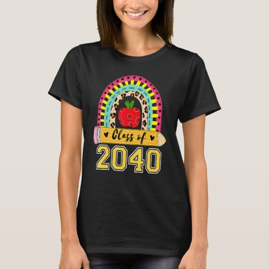 新学期 虹色 ボヘミアン 2040年生まれ 共に成長しよう Tシャツ (正面)