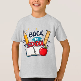 新学期 雛筆 定規 リンゴ 書籍 デザイン Tシャツ