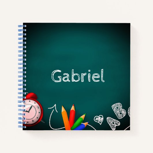 新学期 黒板 キッズ 名前 かわいい♪ ノートブック (正面)