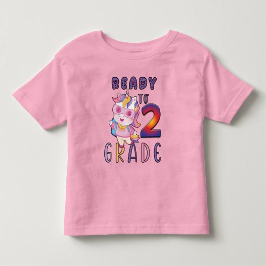 新学期、2年生に準備完了 トドラーTシャツ (正面)