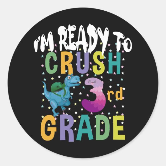 新学期！3年生の恐竜を攻略する準備はOK ラウンドシール (正面)