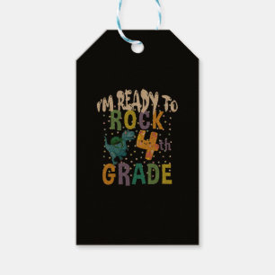 新学期 4年生のロックな恐竜Tシャツ ギフトタグ