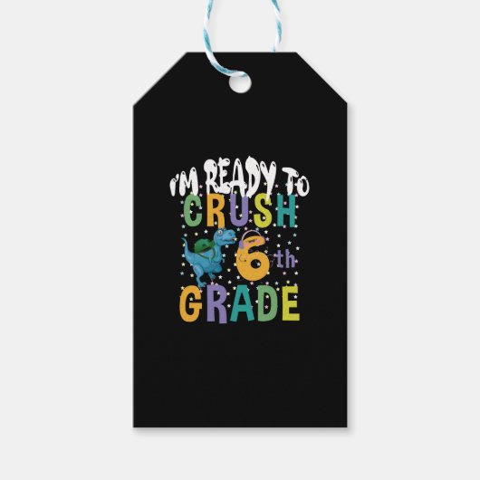 新学期！6年生の恐竜を攻略する準備はOK ギフトタグ (正面)