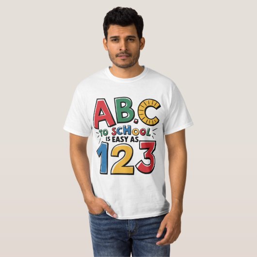 新学期- ABC簡単as 123 Tシャツ (正面フル)