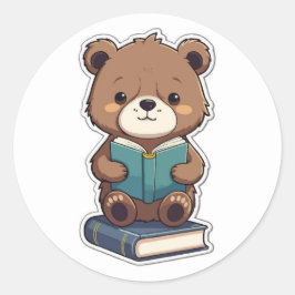 新学期- Bookworm Bear'読s a Book ラウンドシール