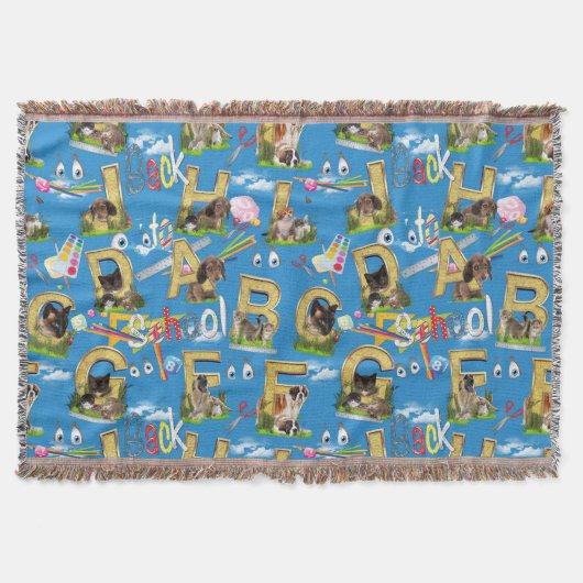 新学期ABCリピートデザイン スローブランケット (正面)