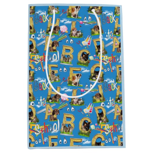 新学期ABCリピートデザイン ミディアムペーパーバッグ (正面)