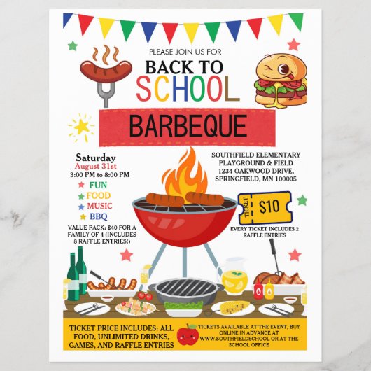 新学期BBQ招待状フライヤー編集可能 チラシ (正面)