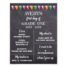 新学期Chalkboard About Meサイン フォトプリント