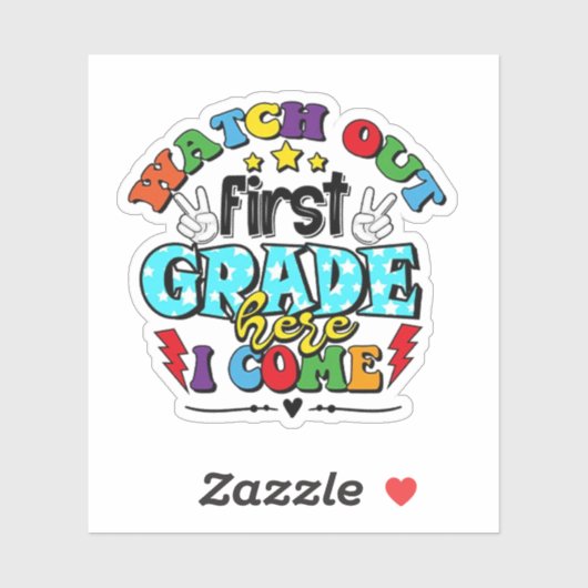 新学期First Grade Here 来 Iの警戒 シール (シート)