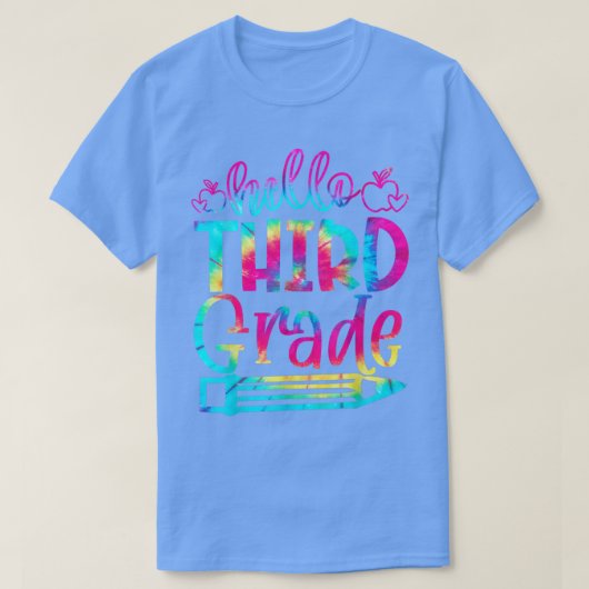 新学期Hello三年生3年生絞り染め Tシャツ (デザイン正面)