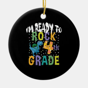 新学期I'M Ready To Rock 4Grade Dino セラミックオーナメント