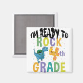 新学期I'M Ready To Rock 4Grade Dino マグネット (正面/裏面)