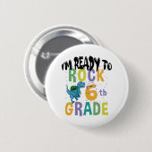 新学期I'M Ready To Rock 6年生Dino 缶バッジ (正面&裏面)